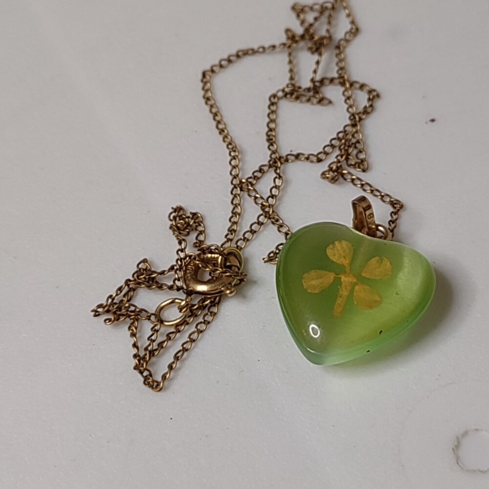 15" Lucky Four Leaf Clover 12K GF Pendant Necklace - Picture 8 of 11